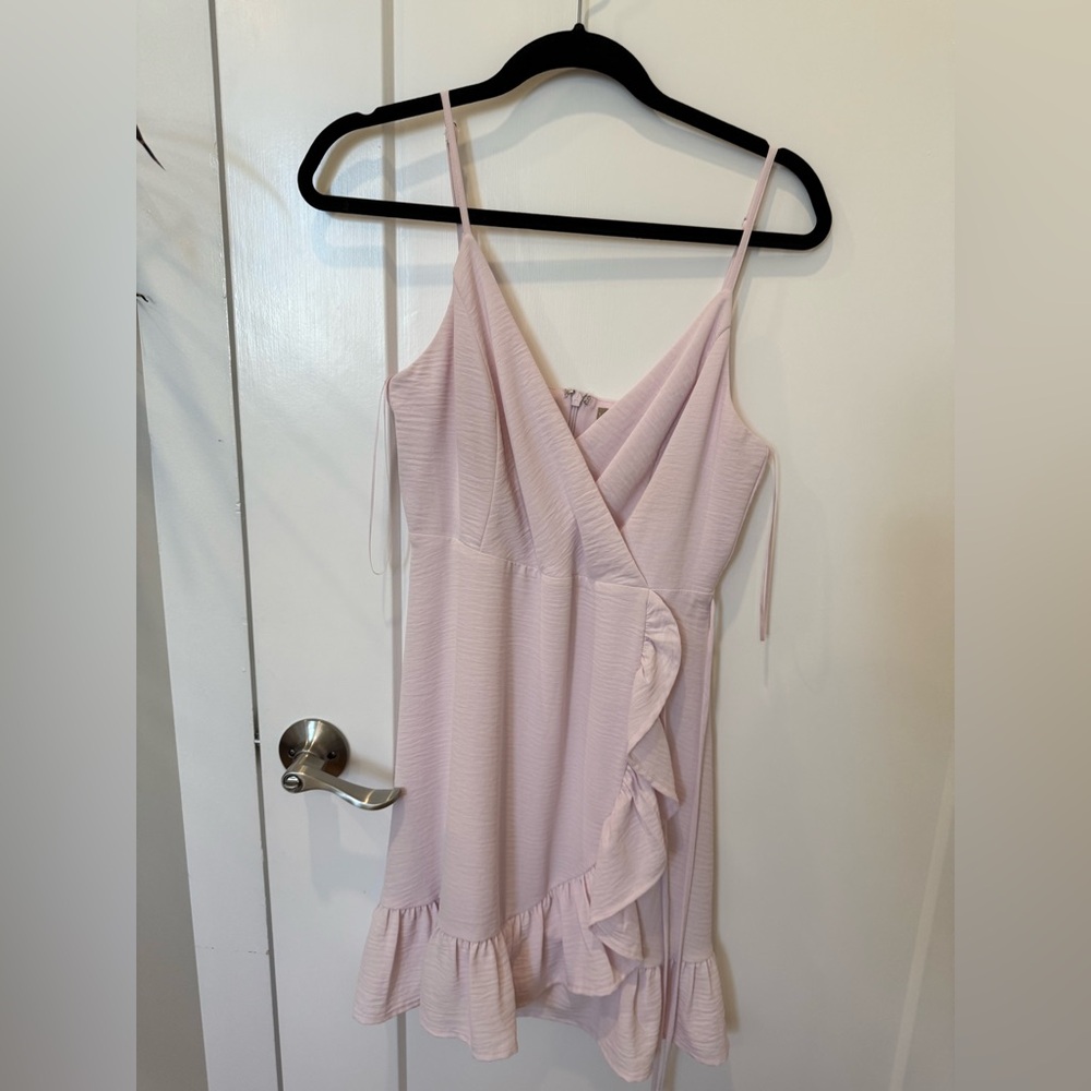 Altar'd State Light Pink Ruffle Wrap Dress